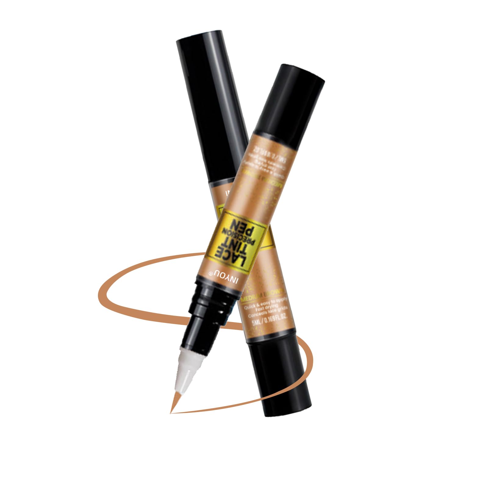 Lace Tint Precision Pen for Wig(2 pcs, Medium Brown)