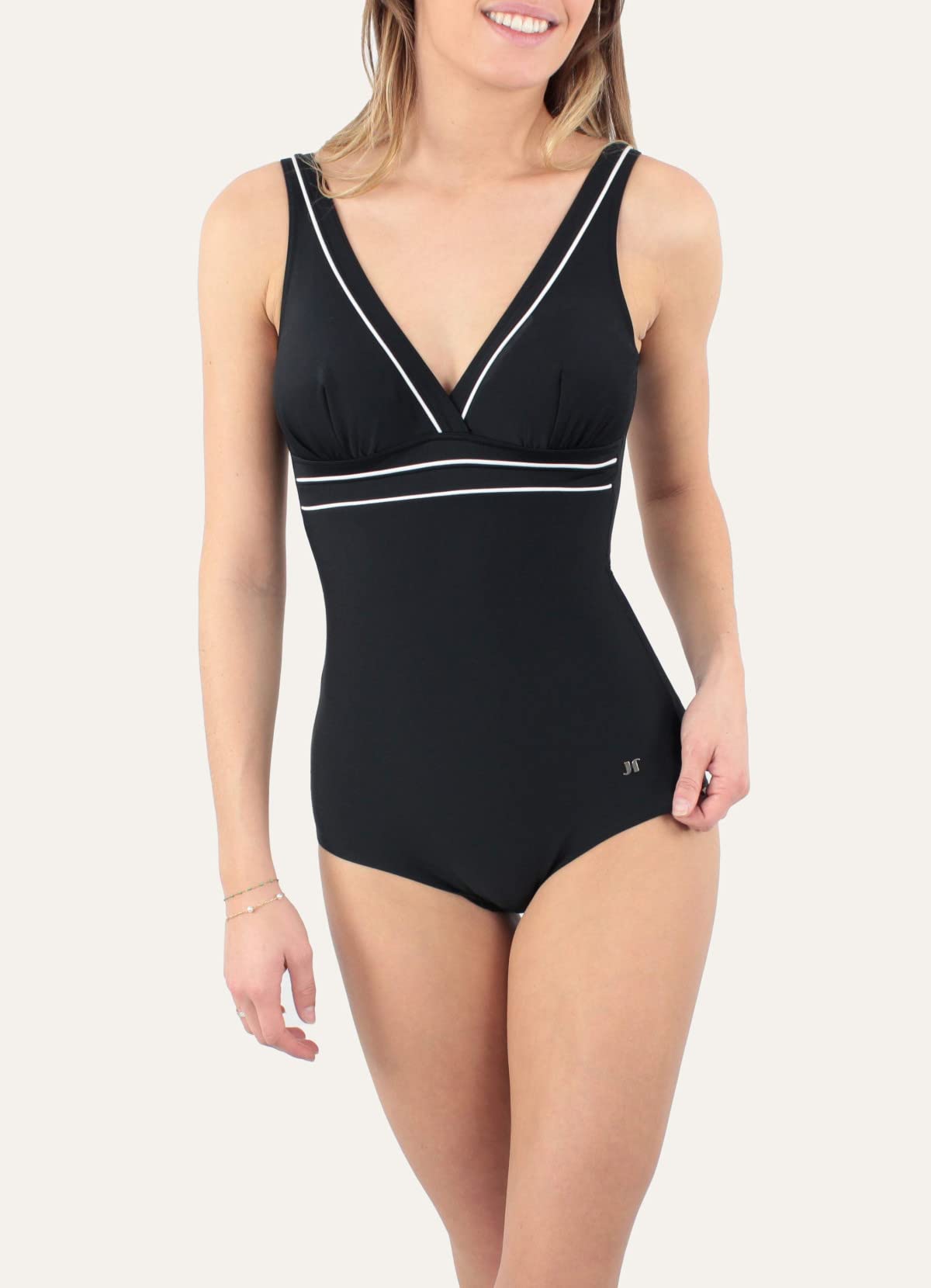 Janine Robin - Maillot de Bain 1 pièce Sculptant Java 40 - Noir - Marque Française - Haute Qualité