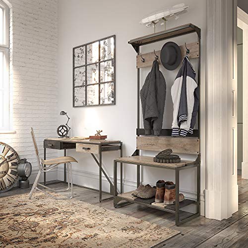 image for Bush Furniture Refinery Entryway Storage Set with Shoe Bench, Hall Tre
