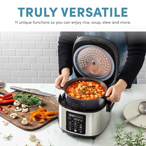 Image of AROMA 6-Cup (Uncooked) / 12-Cup (Cooked) Slow Cook Rice Cooker and Brown Rice Cooker with Lift-Out Pot Handles and Silicone Storage Lid, PFAS-Free Ceramic Coating