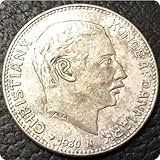 [material]: Metal REZAJDUIE Moneda Conmemorativa de Dinamarca de 1930: Christian X (cumpleaños del Rey). Moneda de réplica bañada en Plata, imprescindible para coleccionistas