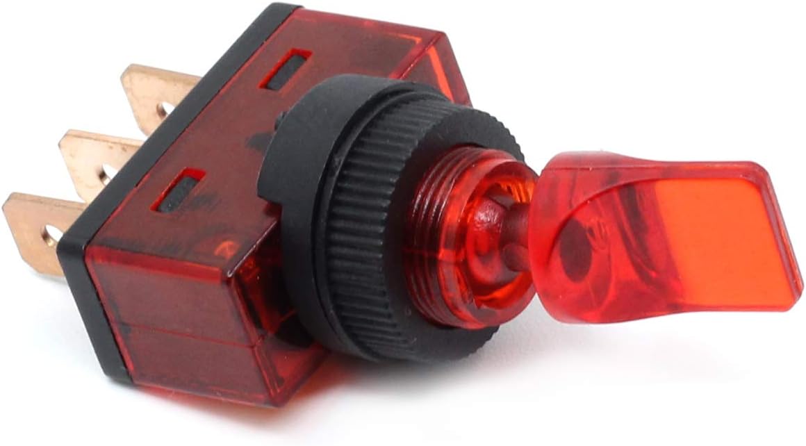 12V DC 20A Two Position ON/Off 3P SPST 0.47" Mount Illuminated Flick Toggle Switch for Car Boat Marine Auto Motorcycle Pack of 5 (Red)