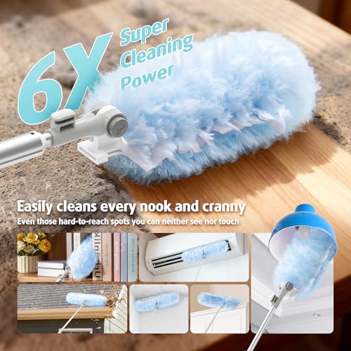 Image of 6 ft Extendable Duster Handle with 20 Refills, Compatible with Swiffer, Disposable Microfiber Dusting Pads for Home Cleaning, Ceiling, Fan, Window, Hard-to-Reach Areas