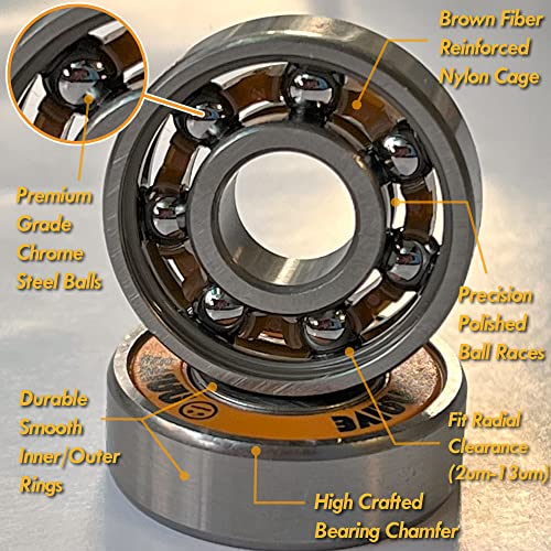 Naive Skateboard Bearings 8 Pack - Pre-Lubricated 8Mm 608 Compact Set For Longboard, Cruiser, Surfskate, Inline & Quad Roller Skates, Gift Case, Vintage Sunset Orange #TOP1