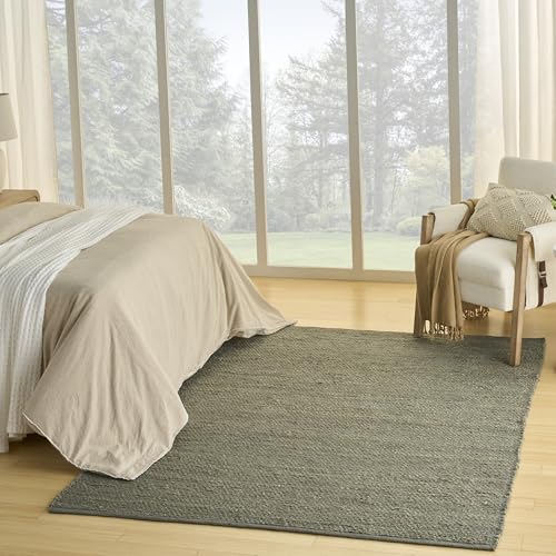 Nourison Home Natural Jute Sage 5' x 7' Area Rug - Easy Clean, Non Shedding, Bed Room, Living Room, Dining Room, Kitchen (5' x 7')
