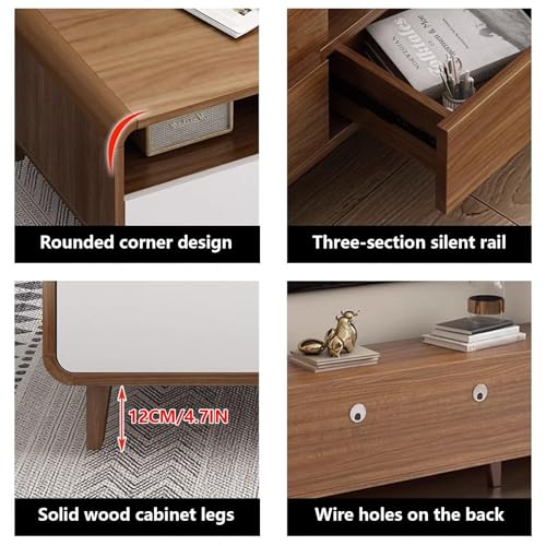 Meuble TV moderne console de rangement salon en bois massif