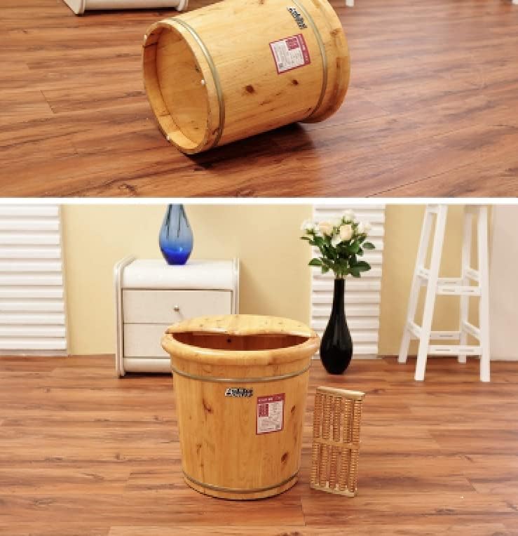 Tall Foot Basin Wooden Bucket Foot Bath & Massage with Cover &Massage