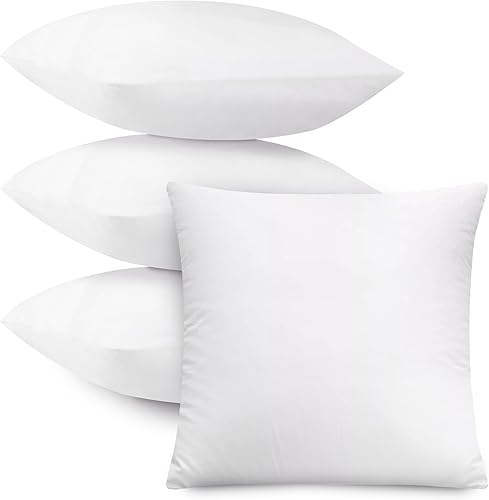 Hannah Linen Juego de 4 almohadas de 12 x 12 pulgadas, almohadas para sofá y cama, almohadas cuadradas suaves y cómodas, cojín decorativo