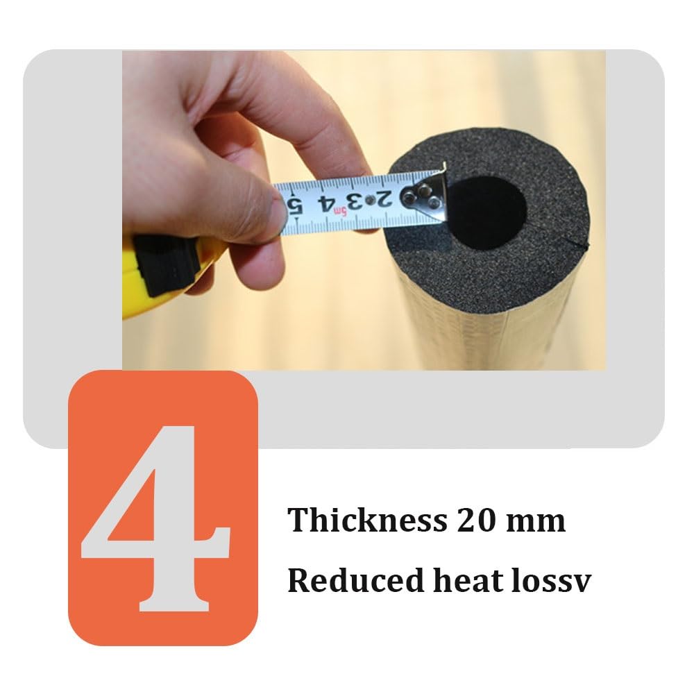 Outdoor Pipe Insulation Foam Tube – Self-Adhesive Aluminum Foil Wrap, 3ft Length, 3/4" Thickness, For Winter Freeze Protection (Fits 4/5" To 4-1/4" ID)