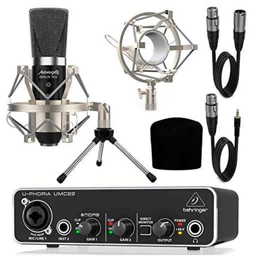 Behringer UMC22 Interface Audio con Micrófono Estudio Berlín 1800 + Accesorios
