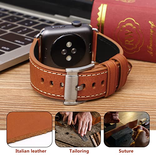 Image of HUAFIY Compatible for Apple Watch Bands 42mm 44mm45mm46mm 49mm 38mm 40mm41mm, Genuine Leather Band Strap for iWatch Series 11 /10 /9 /8,7,6,5,4,3,2,1, Ultra3 2 1