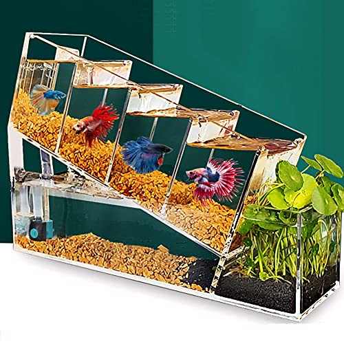 Betta Fish Tank Aquarium Kit Acrylic Material Mini Desktop Small Fish Tank Betta Falls Aquarium Kit with Water Pump Multi Cell Self Circulation Ecological Tank