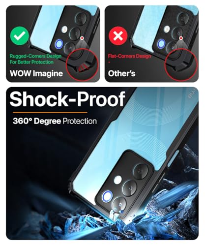 Image of WOW IMAGINE Shock Proof Clear Back Case Mobile Cover for Realme Narzo 90X 5G / Realme C85 5G / Realme 15X 5G (Hard | Hybrid PC + TPU | Full Armour Device & Camera Protection | Black)
