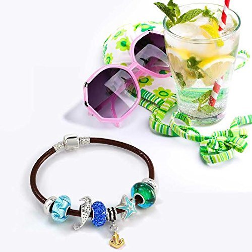 Bling Jewelry Murano Glass .925 Sterling Silver Core green Pink Blue Aqua Red Ocean Bubble Spacer Charm Bead Fits European Bracelet For Women Teen4