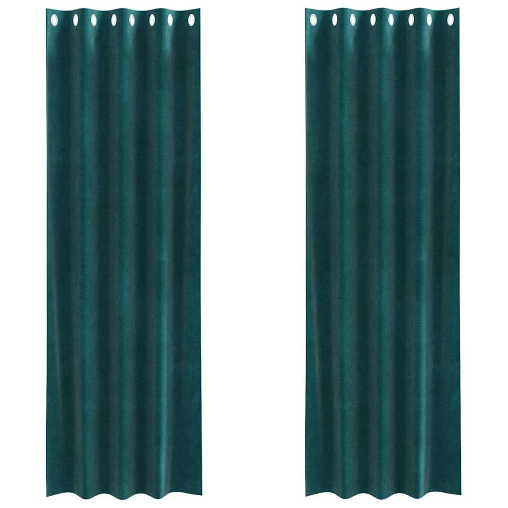 vidaXL Zasłony zaciemniające 2 szt. Ciemnozielony 140 x 260 cm Welur