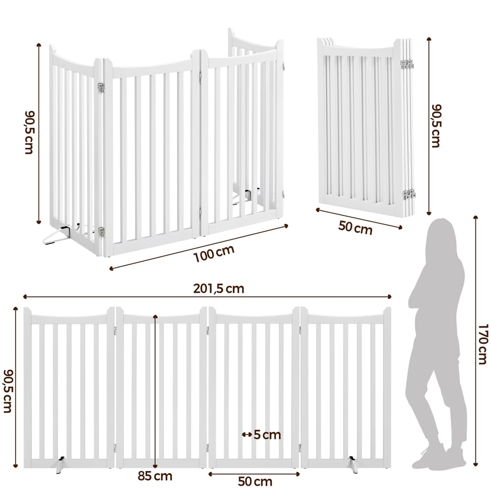 Yaheetech Barrière de sécurité sans perçage autoportante Pliable Parc pour Chien en Bois 201,5×90,5×2cm Barrière Chien Intérieur Parc Chiot Clôture pour Animaux de Compagnie