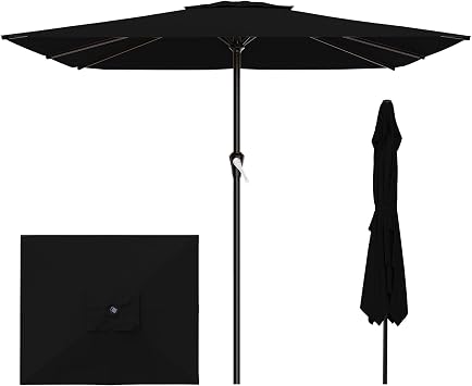 AreShark 8 x 10 Large Rectangle Patio Umbrella, 8 Ribs, Black