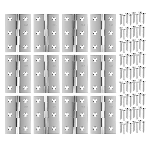 Image of Stainless Steel 3 in Hinges for Door Window Wooden Box, 12 Pack