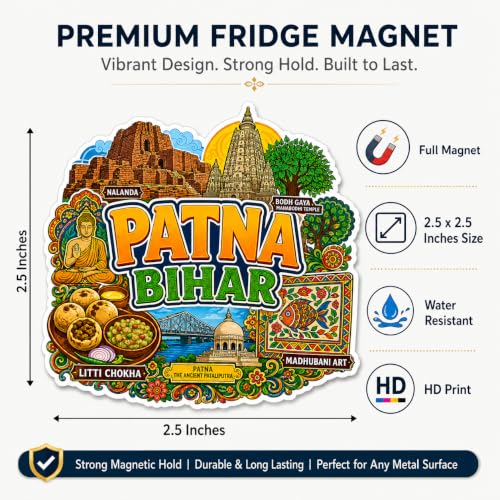 Image of Zesta Wooden Fridge Magnets Set | Refrigerator Decor Magnets for Kitchen | India Souvenir Fridge Magnet Collection | Wooden Magnet for Fridge Door Decoration (Patna)