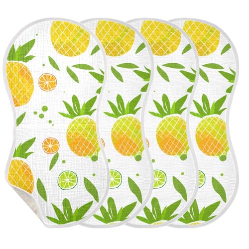 Muslin Burp Cloth for Baby 2PCS Vivid Pineapples Super Absorbent Burping Cloths, Bibs for Newborn Boys Girls3