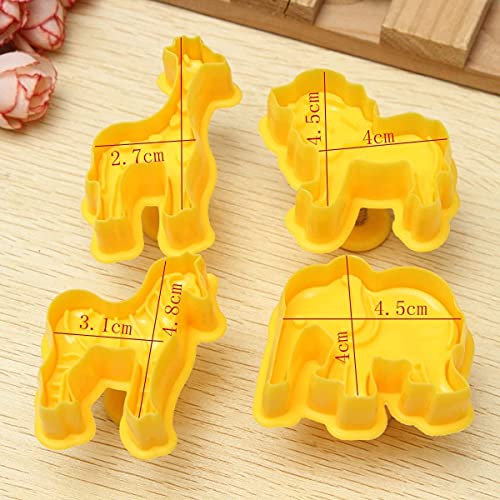 4Pcs/Set Plunger Cutters Fondant Cake Mould Biscuit Cookie Wild Animal Elephant Sugarcraft Decor Craft By Xiaolanwelc… (Cake Mould) #TOP1