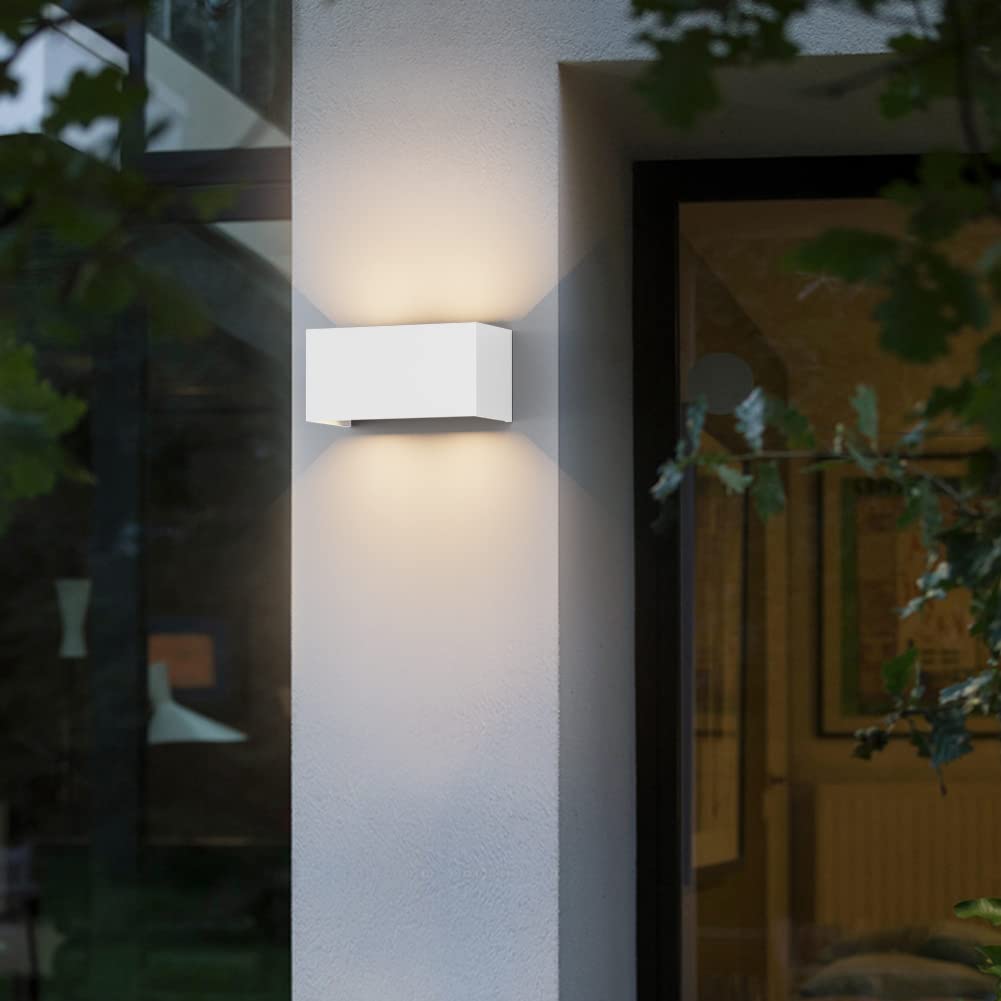 Klighten 2PCS Lampade da parete 24W Esterno/ Interno Moderno , lampada da esterno Bianco Caldo 3000K Applique da Parete, IP65 Impermeabile , Angolo del Fascio Regolabile Applique, Bianca