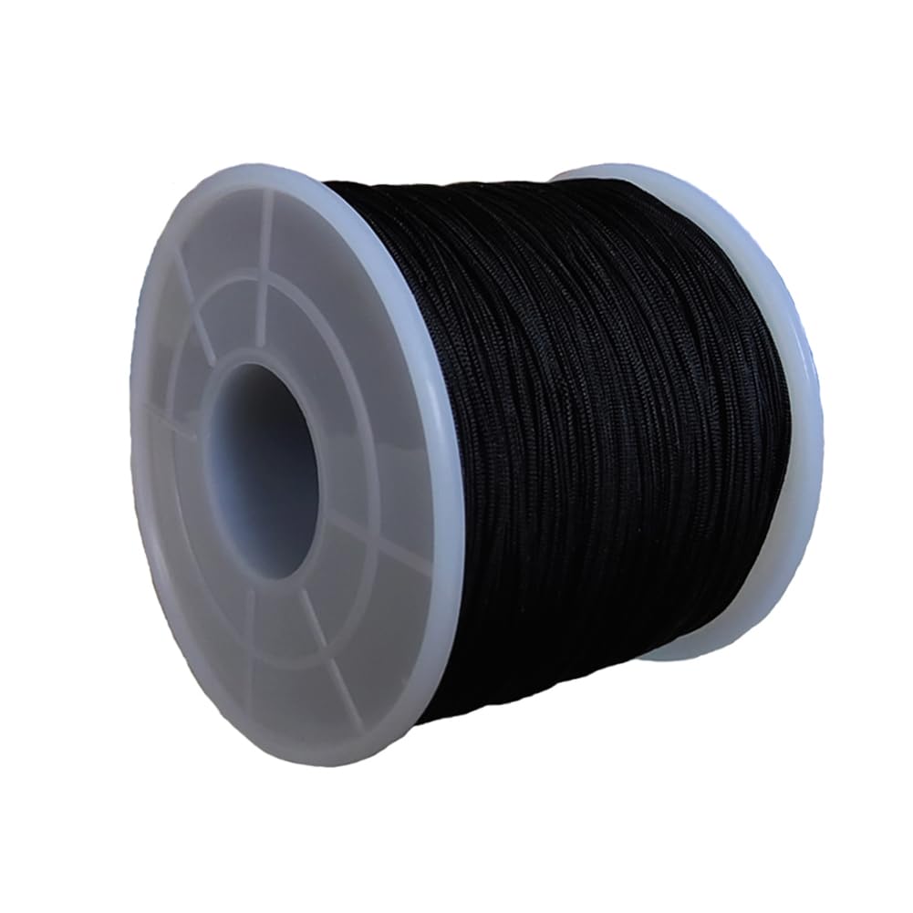 Xiezyu 150 Yards 0.5 mm Nylon Beading Cord Braided Nylon Thread String for Chinese Knotting Bracelet Necklace Macramé Jewelry Making Sewing (Black)