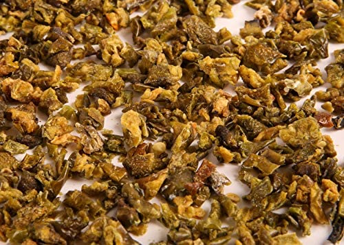 Gourmanity Dried Green Bell Peppers, Flavorful Diced Peppers Fresh and Appetizing, Perfect for Ramen Bae Ramen Toppings Soups Stir-Frys and Stews, All Natural, Packed in a Resealable Bag 4 oz