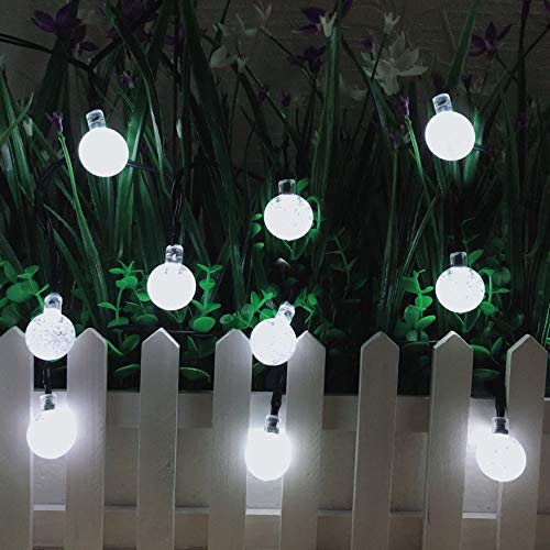 Solar String Lights Globe 38 Feet 66 Crystal Balls Waterproof LED Fairy Lights 8 Modes Outdoor Starry Lights Solar Powered String Light for Garden Yard Home Party Wedding Decoration(White)