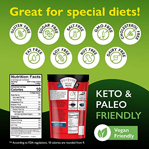 Skinny Pasta 9.52 oz - The Only Odor Free 100% Konjac Noodle (Shirataki Noodles) - Pasta Weight loss - Low Calorie Food - Healthy Diet Pasta - Spaghetti - 6-Pack