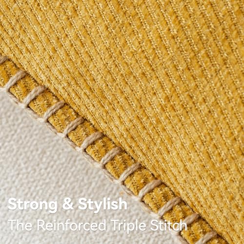 Image of a moment Pack of 2 Decorative Chenille Throw Pillow Covers with Twill Cushion Covers for Sofa Living Room Couch Bed 22x22 Inch,Crafted Border Yellow