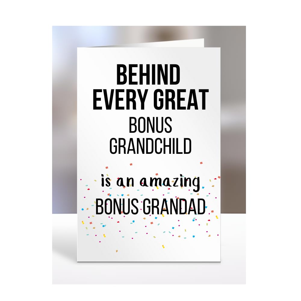 Birthday cards for Bonus Grandchild from Bonus Grandad, Gifts for Him, Her, Men, Women, Presents for Christmas, Behind Every Great An Amazing, Cute, A5-255a_48