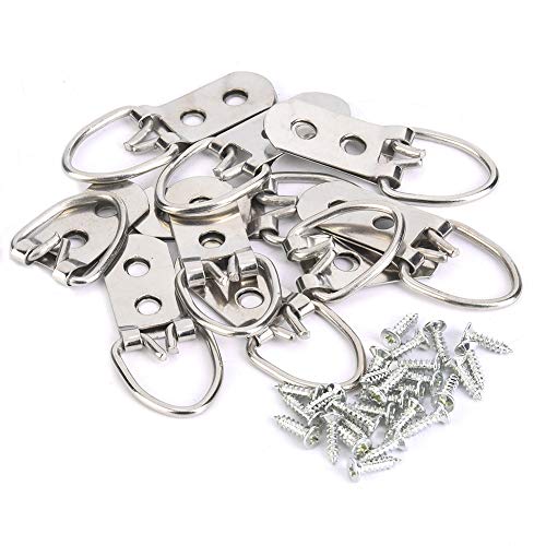 Image of 50 Sets Picture Hangers Kit with Screws, D Ring Picture Hangers Picture Frames Double Holes Clasp Picture Hanging Hardware Picture Hooks Picture Hang Solutions for Clock, Paintings (A)