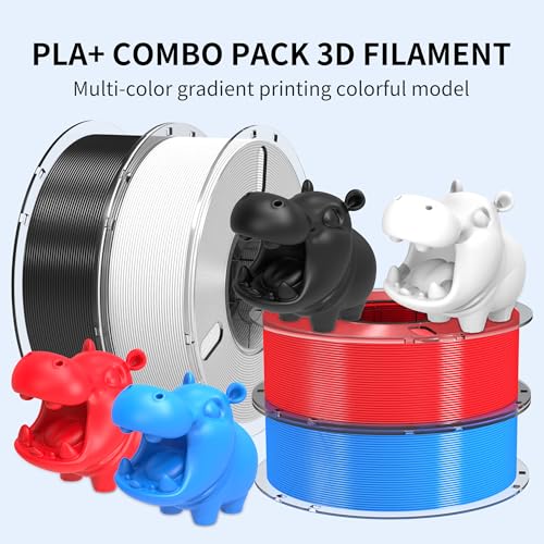 Image of RAMBERY PLA+ 3D Printer Filament Bundle 4KG Toughness Upgraded 1.75MM 3D Printing Filament Fit Most FDM Printers，Black /White /Blue /Red，1KG X 4 Spools