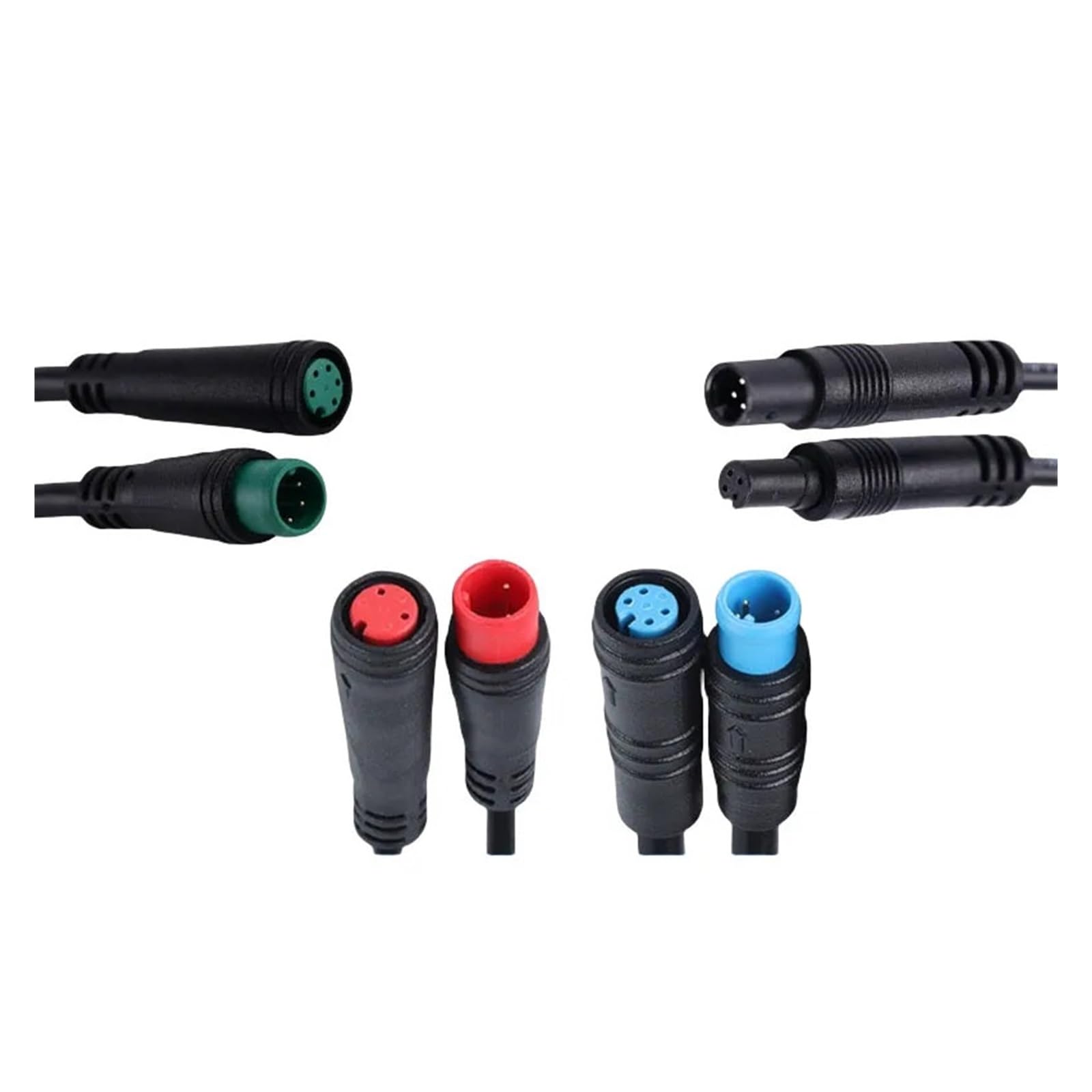Lot de 5/10/100 connecteurs de capteur M6/M8 à 2/3/4/5/6 broches, extrémité droite, mâle/femelle, for écran de vélo électrique avec câble de 20 cm(M8 Male Female,100 SETS_2P)