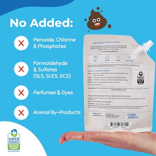 Image of Miss Mouth's Messy Eater Stain Treater Refill Ready Kit - 2 Pack Stain Remover Spray and 16oz Refill Pouch - Newborn & Baby Essentials - Food, Grease, Coffee Off Laundry, Underwear, Fabric