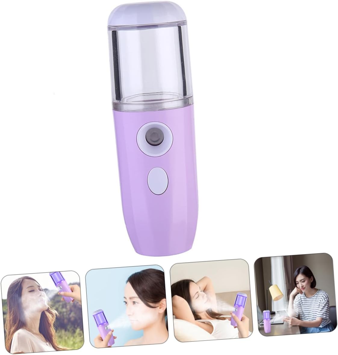 Portable USB Facial Mister Moisturizing Nano Face Sprayer with Water Tank for Hydration and Skin Moisture Replenishment Compact Purple Humidifier Steamer