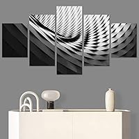 SIGNWIN 5 Panel Canvas Wall Art Modern Art Abstract Contemporary Edgy Mixed Media Multicolor Patterns for Home Decorations Ready to Hang - 60