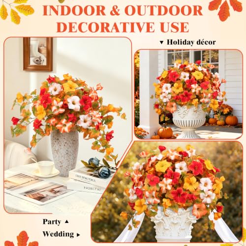 Artificial Fall Flowers UV Resistant Outdoor Porch Window Box Decor 2pcs - image 8