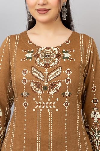 Image of HIFZAA Woollen Winter wear Kurti Palazo Set for Womens Warm Kurta Suit for Ladies Pure Wool M to 4XL