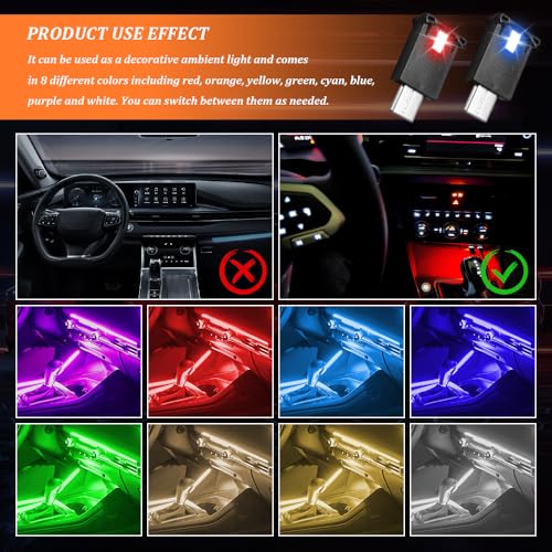 Luz ambiental LED USB Tipo C para interior de auto miniatura 5