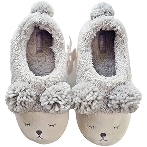 Halluci Women's Cozy Fleece Memory Foam House Trick or Treat Halloween Slippers Cover