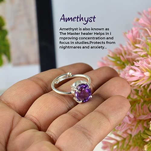 Image of Reiki Crystal Products Certified Natural Gemstone Adjustable Ring, AAA Crystal Ring for Men & Women, Citrine Amethyst Quartz Lapis Onyx Tiger Eye, Reiki Charged Jewellery