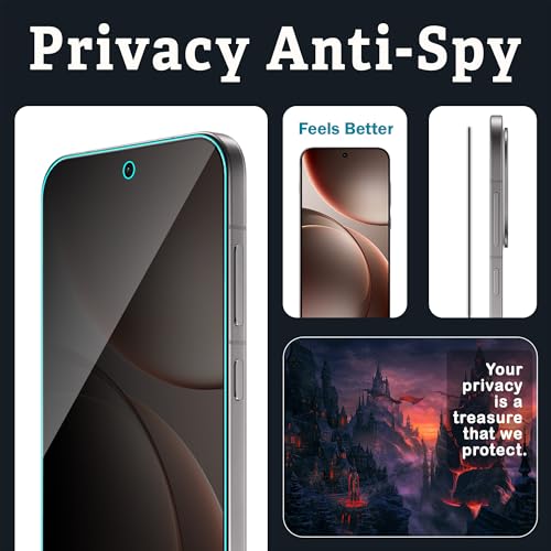 Image of FIRST MART Privacy Tempered Glass for Oppo Find X8 & Oppo Find X9, 2 Pack | Anti-Spy 9H Screen Protector, Edge-to-Edge, Case-Friendly, Scratch Resistant, Bubble-Free