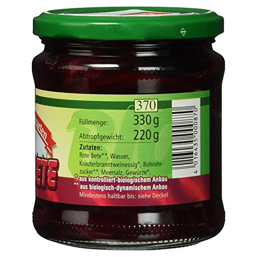 Thüringer Landgarten Demeter Bio Rote Bete, 330g, Abtropfgewicht 220g