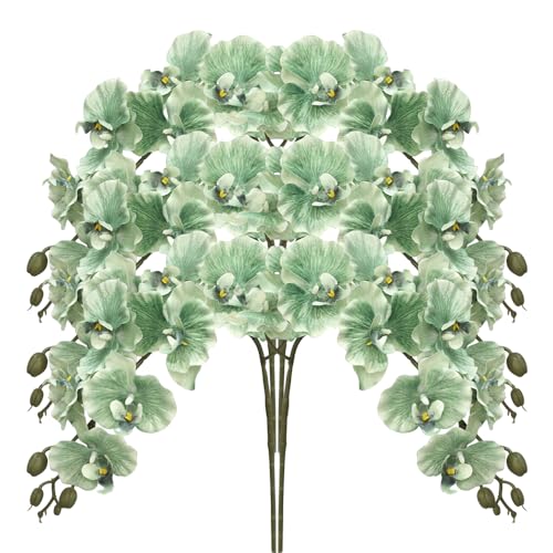 Orchideen Künstliche Blumen 6 Blumensträuße 38,6 Zoll Künstliche Phalaenopsis Blumen für Heimdekoration für/Hochzeit/Weihnachten/Party/Gartenbüro-F