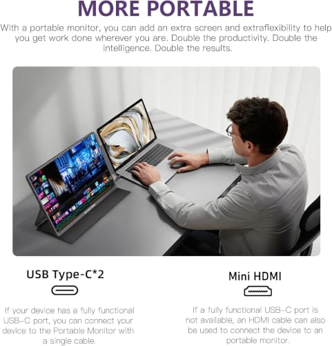 Image of Portable Gaming Monitor 16 Inch 120Hz, 100% sRGB 2.5K QHD 400nits Portable Monitor with HDR, Ultra Slim, Eye Care, External Second Display for Laptop, PC