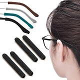 IYOOH 2 Pairs Upgrade Soft Glasses Ear Cushion, Anti Slip Knitting Cotton Eye Glasses Ear Grippers, Comfort Temple Sleeves Tips Eyeglass Ear Pads, Non Slip Eyeglass Grips for Behind the Ear (Black)