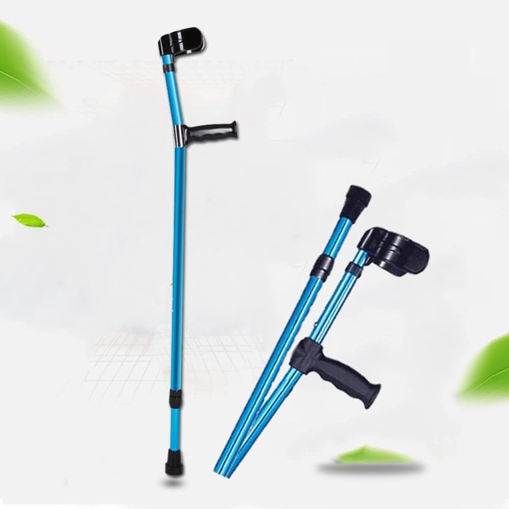 Muletas ortopédicas plegables para adultos, muletas ajustables de aluminio ligeras, bastón extensible para hombres y mujeres, color azul