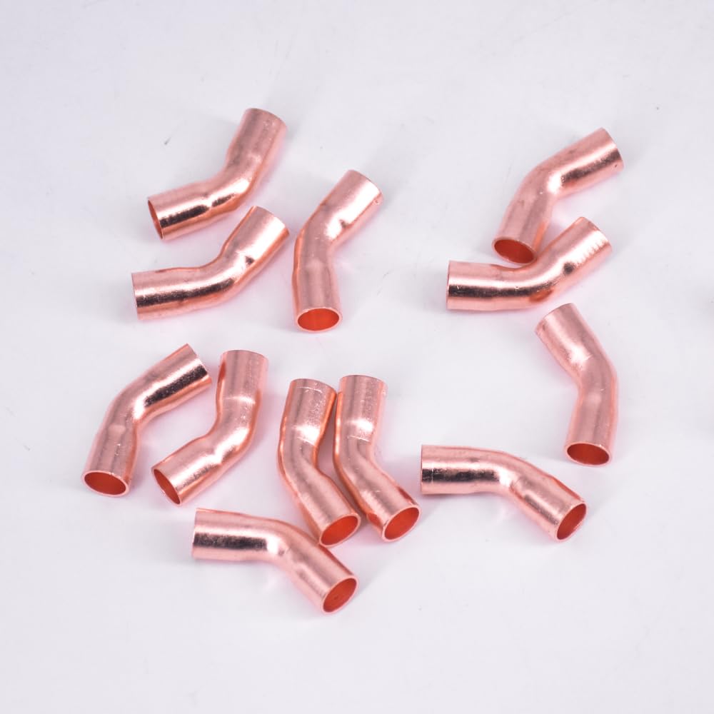 1/4" 3/8" 1/2" 3/4" 1" 10 15 16 19 22 25.4 28mm ID Copper End Feed Solder 45 Degree Elbow Fitting Coupler For Air Condition(ID 67mm Wall 3.0mm) Brass Hose